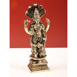 รูปปั้นทองเหลือง Bhagwan vishnu ขนาด7นิ้วทำด้วยมือ - Product Image 3