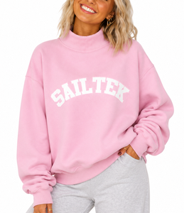 Pull-over décontracté à col roulé pour femme, 100 % coton molletonné, tricoté, écologique, respirant, hiver, manches courtes, personnalisable, tendance - Product Image 1