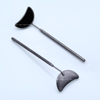 Miroir à cils de qualité supérieure, forme demi-lune, poignée confortable, outils d'extension de cils, couleur personnalisée, acier inoxydable sans rouille, sur mesure