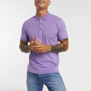 <b>Men's</b> Solid <b>Purple</b> Short Sleeve <b>Polo</b> <b>Shirt</b> Cotton Pique Knitted Casual Breathable Regular Fit - Product Image 1