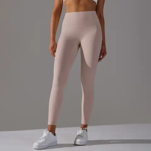 Leggings longs souples taille haute unis ajustés et élastiques pour femmes – Vente en gros personnalisée de leggings pour femmes - Product Image 5
