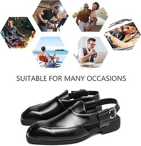 Nuevo Calzado Peshawari Chappal Kheri Negro Formal, Casual y Tradicional para Hombre, Impermeable y Transpirable, para Bodas - Product Image 5