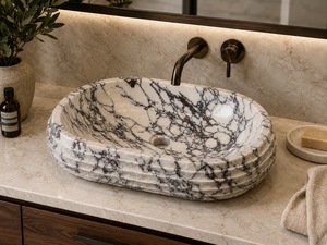 Vasque ovale en marbre naturel, sculptée à la main, moderne, pour salle de bain de luxe, hôtel, meuble-lavabo, salle à manger – Fournisseur en gros - Product Image 5