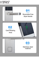 Cerradura Electrónica Inteligente para Puerta de Hotel con Sensor RFID y Tarjeta de Acceso, de Acero Inoxidable 304 de Alta Calidad, con Sistema de Software de Gestión