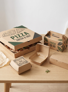 Boîte alimentaire personnalisée en papier kraft, boîte d'emballage à emporter en carton ondulé imperméable pour pizza, hamburger, sandwich, restauration rapide - Product Image 4