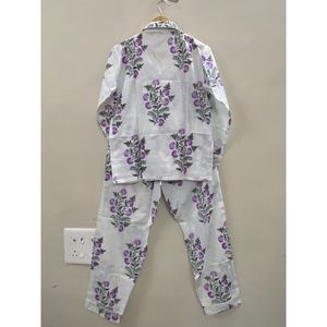 Women 100% Cotton Floral Print Pajama Set Soft Breathable Knitted Sleepwear Elastic Waist Two Piece <b>Loungewear</b> - Product Image 4