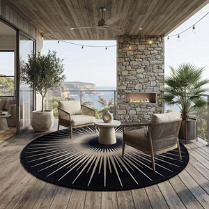 Luxury <b>Round</b> Sunburst Area Rug Black White Modern Abstract Hand Tufted <b>Carpet</b> Living Room Bedroom Decorative Floor Mat Soft Rug - Product Image 6