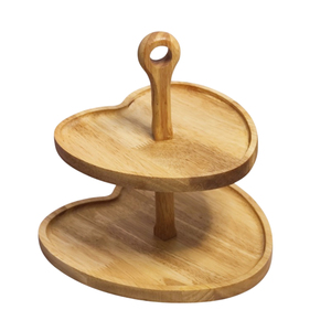 Soporte de pastel de madera de 2 niveles de la mejor calidad para suministros de fiestas de boda, soporte cuadrado para postres de madera de acacia natural al mejor precio - Product Image 2