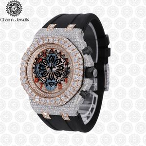 Charm_Jewells Luxury Stainless Steel Watch Polygon Case 43mm Analog Quartz Sapphire Crystal <b>Chronograph</b> Men Fashion - Product Image 4