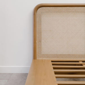 Base de Cama con Cabecera de Teca Sólida Natural Escandinava de Primera Calidad, Cómoda, para Muebles de Dormitorio Principal - Product Image 2