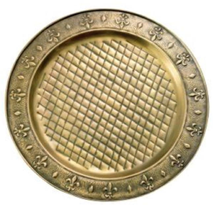 Modern style Round Gold Metal Charger <b>Plate</b> with Embossed Scroll Design Glam Style for Party Table Setting charger <b>plate</b> - Product Image 2
