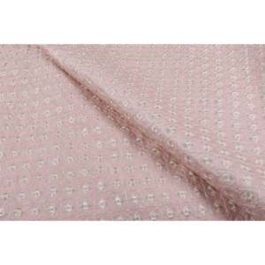 Tela de Satén Malai con Bordado Floral Rosa, 58 Pulgadas de Ancho por Yarda - TFAB DUPION EMB01 166 - Product Image 2