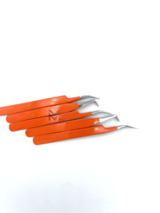 Pinzas para Pestañas Color Naranja, Acero Inoxidable, Punta de Precisión para Extensión de Pestañas, Aplicación Suave y Cómoda - Product Image 3