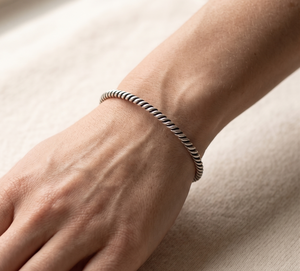925 Oxidized Sterling Silver Classic Twisted Cuff <b>Bracelet</b> Handmade Designer Children's Jewelry | Wholesale Available - Product Image 6