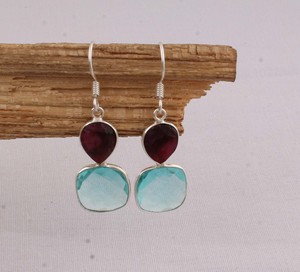 Wholesale Two Stone Faceted <b>Earrings</b> 925 Sterling <b>Silver</b> Multi Gemstone <b>Dangle</b> <b>Earrings</b> Manufacturer Handcrafted Pink Tourmaline - Product Image 3