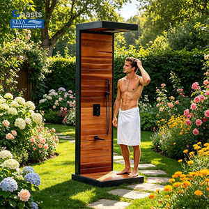 Rubinetto Accessorio Deluxe Lucido e Resistente in Legno di Frassino a Colonna con Doghe, per Vasca Aperta Rilassante con Getto, per Doccia Esterna di Villa Mediterranea - Product Image 1