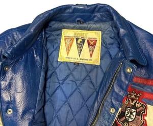 Veste varsity en peau de mouton véritable de haute qualité, style décontracté d'hiver, rouge et noir, col rond, fermeture éclair, cuir imperméable - Product Image 4