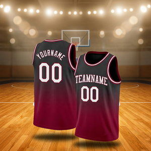 Ensemble de maillots de basket-ball sublimés personnalisés, noir et rouge, sans manches, coupe athlétique, adulte, unisexe, maille respirante - Product Image 4