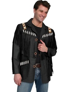 Chaqueta de Cuero Vintage para Hombre con Flecos, Estilo Vaquero del Oeste - Product Image 1