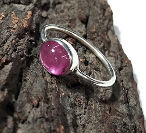 Anillo de Rubí Rosa Natural, Plata de Ley 925, Hecho a Mano, con Cabujón Ovalado, para Mujer, Joyería Fina, Regalo - Product Image 4