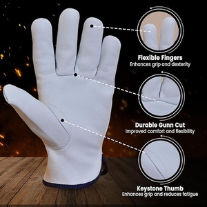 Guantes de Trabajo Duraderos al por Mayor para Hombre, de Cuero de Vaca con Doble Costura y Pulgar Keystone para Mayor Destreza, Guantes de Conductor - Product Image 5