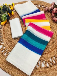 Sari de Lino y Algodón Exclusivo de Primera Calidad con Hermoso Estampado Digital, Estilo Tradicional Indio y Pakistaní, para Bodas y Fiestas - Product Image 5