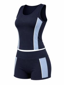 Ensemble de yoga 2 pièces grande taille pour femme : débardeur dos nageur à encolure dégagée et short taille mi-haute, respirant, séchage rapide, en Spandex, pour le sport - Product Image 2
