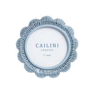 Cadre photo artisanal en rotin festonné Viettimecraft, bleu côtier, décoration murale et de table moderne nautique artisanale - Product Image 1