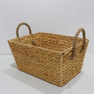 Panier de rangement rectangulaire en rotin naturel tressé à la main avec poignées, bac organisateur rustique multi-usages - Product Image 6