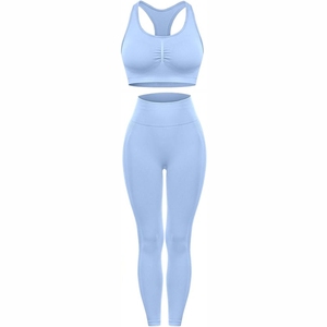 Premium Quality Solid Front Logo Yoga Set 2-Piece Breathable Spandex/Polyester Elastic Waist for Fitness Exercise Daily Unique S - Product Image 1