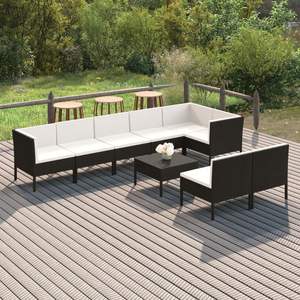 Conjunto de Muebles de Jardín de Ratán PE Negro con Acero con Recubrimiento en Polvo y Poliéster, Muebles de Exterior Duraderos - Product Image 1