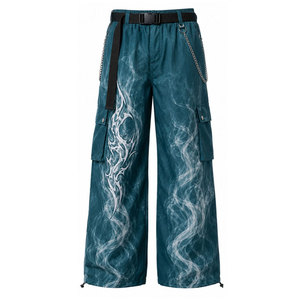 Pantalon cargo gothique imprimé effet fumée pour homme, taille élastique, plusieurs poches, style urbain, respirant, idéal pour l'été - Product Image 2