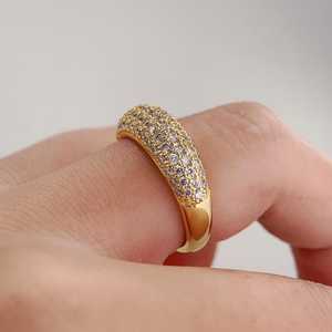 Round Cut Similar Diamond Half Eternity Band Dome Ring Lab Grown 14K Yellow Gold Wedding Engagement Party Proposal <b>Gift</b> <b>For</b> <b>Her</b> - Product Image 2