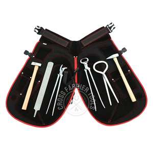 Kit d'outils de fermeur pour le soin et le sabotage des sabots de cheval avec tablier, protège-jambes, ceinture réglable, testeur de sabots, cisaille à sabots, pince à sabots, marteau à sabots courbé - Product Image 6