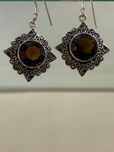 Ensemble de boucles d'oreilles bohèmes en verre fumé, pierre en forme de cœur, boucles d'oreilles pendantes en argent allemand, élégantes, tendance, unisexes, cadeau - Product Image 3