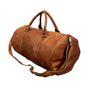 Sac de voyage unisexe en cuir véritable imperméable et tendance avec fermeture éclair, grande capacité, idéal pour les week-ends, double compartiment - Product Image 1