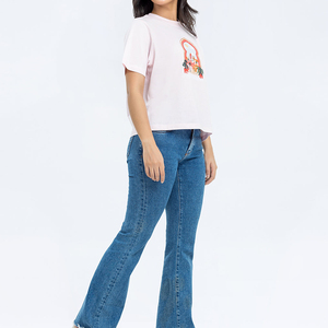 T-shirt imprimé en coton 100% pour femmes, t-shirt graphique DTF, col rond, t-shirt classique, été, manches courtes, coupe ample et confortable - Product Image 5