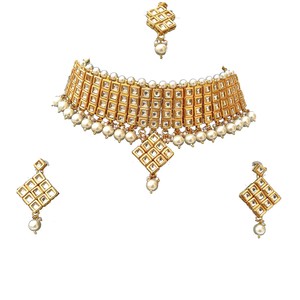 Women's Trendy Alloy Party Wear Engagement Anniversary Wedding Choker Earrings Set Copper 18K Gold Plated Zircon Jewelry - Product Image 3