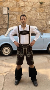 Pantalones Cortos de Cuero Genuino ZASSON SPORTS ZSF-Bjj-9025, Lederhosen Bávaros Tradicionales Alemanes Unisex para Oktoberfest, Fabricación OEM - Product Image 4