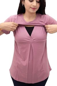 Camisetas de Maternidad para Mujer, Camiseta de Algodón con Cuello Redondo para Lactancia Fácil, Camiseta para Embarazadas - Product Image 4