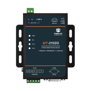 Servidor de Dispositivos Serial a Ethernet MT-3102G, 2 Puertos RS232 RS485 RS422, Montaje en Pared, Industrial - Product Image 1