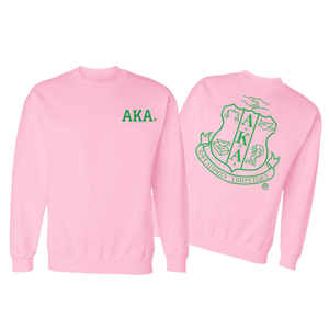 Sudadera con Cuello Redondo Estampada con el Escudo de la Famosa Organización AKA, Sudadera de Felpa Premium, Ropa de la Hermandad Griega, Sudadera Personalizada AKA Rosa Claro - Product Image 1