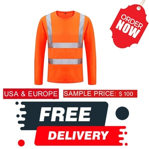 เสื้อเชิ้ตนิรภัยสะท้อนแสงแขนยาวสีส้ม เสื้อยืดเตือนภัยสำหรับงานก่อสร้าง บำรุงรักษาถนน 2026 - Product Image 2