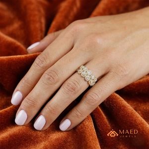 Moissanite <b>Ring</b> Pear Cut Halo Wide Band Gold Plated 925 Sterling <b>Silver</b> <b>Statement</b> <b>Ring</b> for Women LosAngeles Fashion Jewelry LA - Product Image 5