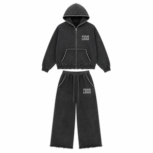 Ensemble de survêtement unisexe violet à capuche, pantalon de jogging à manches longues avec poches latérales, logo en relief, streetwear, vêtements d'automne - Product Image 4