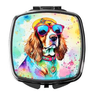 Cavalier Spaniel Hippie Dawg compacto plegable espejo de maquillaje de mano regalo de viaje decorativo para mujeres y niñas - Product Image 1