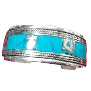 Tibetan Buddhist Religious Ritual Sign <b>Set</b> Silver Plated Alloy <b>Bangles</b>-Men's Gift - Product Image 4