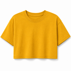 เสื้อครอปท็อปผู้หญิง แขนสั้น คอกลม สีพื้น ผ้าฝ้ายถัก 100% ทรงเอซิมเมตริก ระบายอากาศ แห้งเร็ว น้ำหนัก 180 กรัม เสื้อลำลอง - Product Image 1