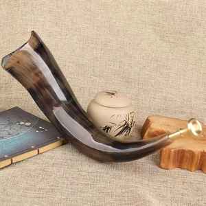 Corneta de guerra vikinga funcional con accesorios de latón, corneta de cuerno de buey auténtico, corneta vikinga pequeña pulida. - Product Image 2