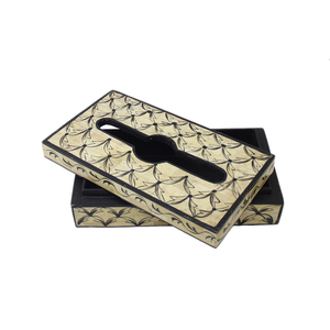 Boîte à mouchoirs de luxe en os incrusté pour décoration de table avec logo, motif floral décoratif en nacre incrustée - Product Image 1